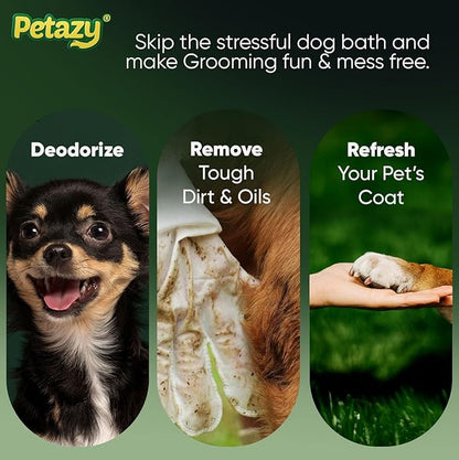 Petazy Pet Glove Wipes for Dogs & Cats – Hypoallergenic Thick Cleaning Gloves with Aloe & Coconut Oil for Paws, Face, Ears & Butt, Instant No Rinse Grooming Wipes to Deodorize and Hydrate, 50 Pack