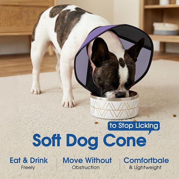 Cone for Dogs, Soft Dog Cone for Medium Large Dogs, Dog Cones Collar After Surgery to Stop Licking, Adjustable Pet Cones Alternative with Double-Layer Design, Black L