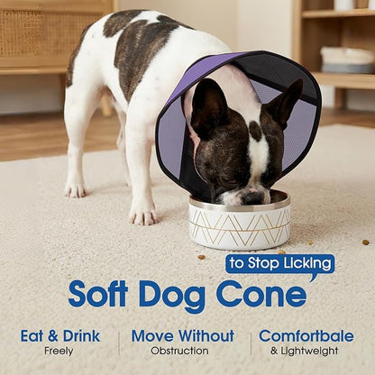 Cone for Dogs, Soft Dog Cone for Medium Large Dogs, Dog Cones Collar After Surgery to Stop Licking, Adjustable Pet Cones Alternative with Double-Layer Design, Black L