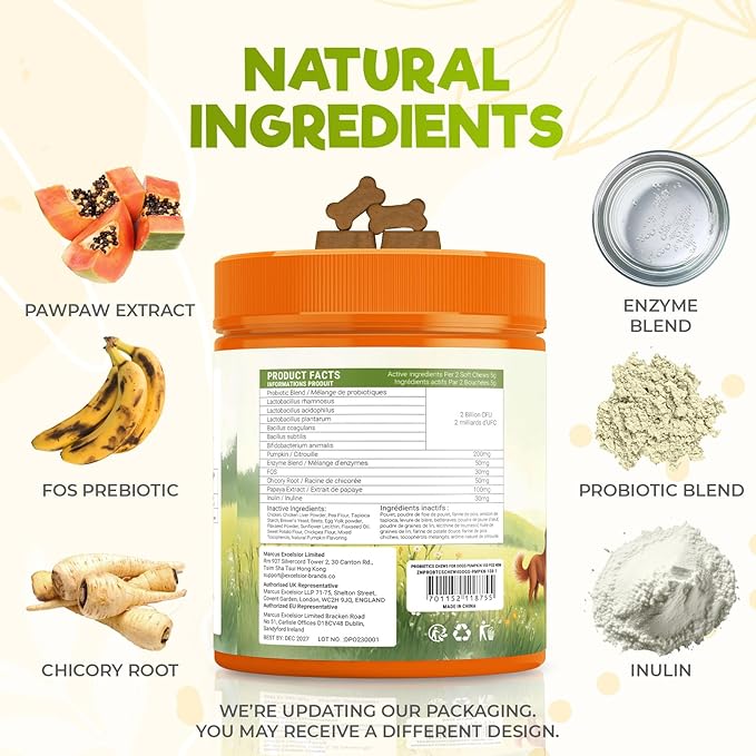 ZENO Probiotics for Dogs Chews - 150 pcs - Digestive & Gut Health Support - Probiotic Chews for Dogs with Enzymes & Natural Ingredients - US Formula - Pumpkin Flavor