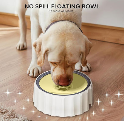 Dog Small Animals Water Bowl No Spill 70oz/2L Large Capacity Dispenser Non Slip No Splash Small Animals Bowl Pet Slow Feeder No Drip Dog Water Bowl on Vehicle for Dogs and Cats - Beige