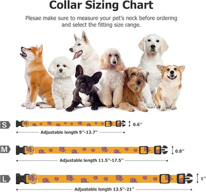 Cotton Handmade Dog Collar Cute and Distinctive Patterns Yellow Rose with Pendant for Girl Boy Dogs Collars S