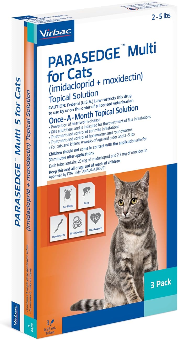 PARASEDGE™ Multi 5 for Cats (imidacloprid + moxidectin) Topical Solution 2-5 lbs, 3 Pack