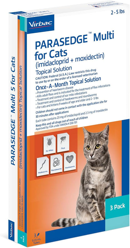 PARASEDGE™ Multi 5 for Cats (imidacloprid + moxidectin) Topical Solution 2-5 lbs, 3 Pack