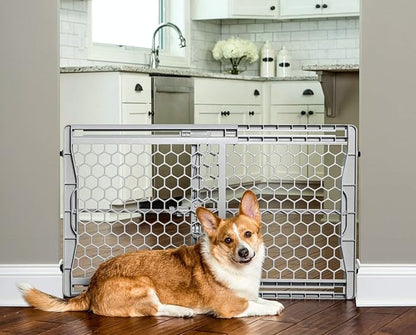 Carlson 28"-42" Easy Fit Dog Gate, Expandable Plastic Pet Gate, Pressure Mounted Gate for Doorways & Hallways, Gray