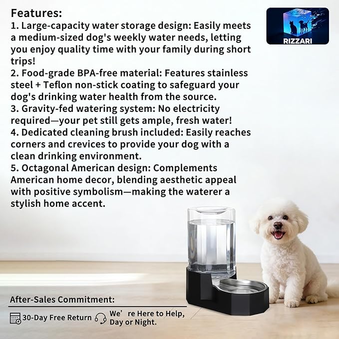 Sfozstra Large Dog Water Dispenser: 7L Automatic Gravity Water Feeder - Less Refills All-Day Water - No Mess Keeps Floors Dry - No Electricity - for Medium Dogs & Multi-Pet Homes - Workday/Pet Station