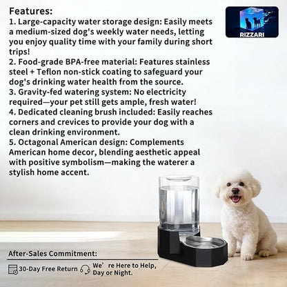 Sfozstra Large Dog Water Dispenser: 7L Automatic Gravity Water Feeder - Less Refills All-Day Water - No Mess Keeps Floors Dry - No Electricity - for Medium Dogs & Multi-Pet Homes - Workday/Pet Station