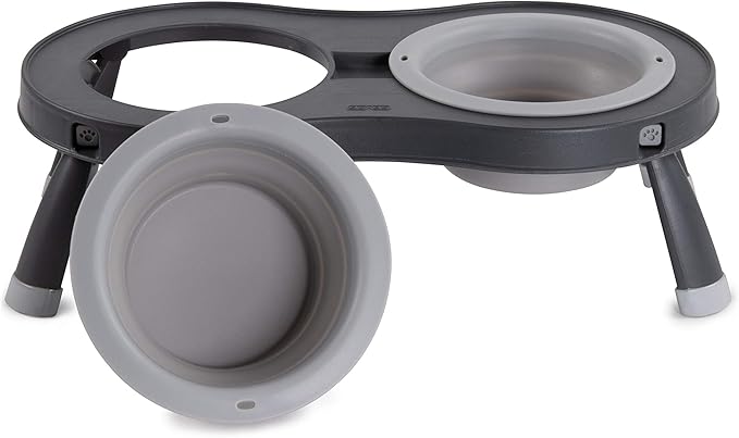 Dexas Pets Double Elevated Pet Feeder, Light Gray, Large/2.5 Cup Capacity Bowls (PW110432429)