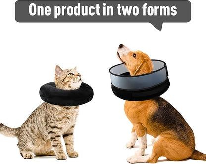Inflatable Dog Cone, Soft Dog Cone Collar After Surgery for Alternative with Enhanced Anti-Licking Guard Shield Adjustable Detachable, Elizabethan Collar (M, Black)
