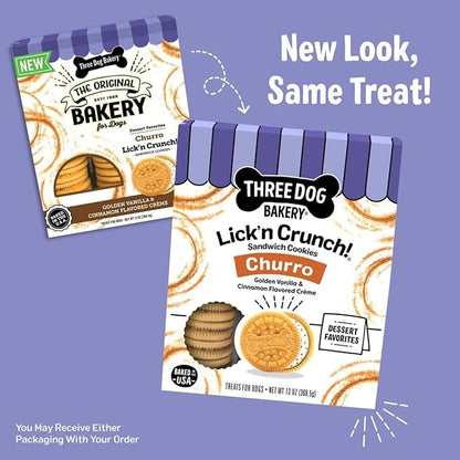 Three Dog Bakery Churro Lick'n Crunch Vanilla & Cinnamon Crunchy Dog Treats, 13-oz Box