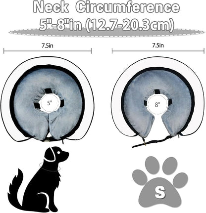 MRSOHRET Dog Cone, Dog Surgery Collar, Inflatable Cones for Small Medium Large Dogs, Grey Recovery Collar, Does not Impede Vision (S Grey)
