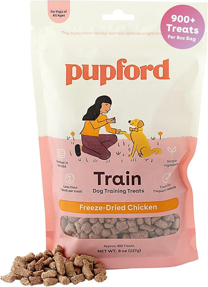 Pupford Freeze Dried Training Treats for Dogs & Puppies, 900+ Two Ingredient Bites (Chicken, 8 oz)