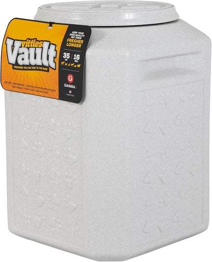 Vittles Vault Traditional Pet Food Storage Container For Dog Kibbles/Bird Seed/Oatmeal/Rice/Flour/Cereal, BPA Free Plastic, Sealed Airtight For Cat Food, Up To 35 lb, Made in USA, With Scoop, Gray