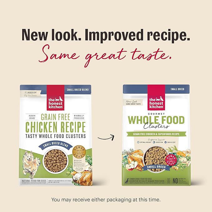 The Honest Kitchen Whole Food Clusters Small Breed Grain Free Chicken Dry Dog Food, 4 lb Bag