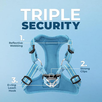 Best Pet Supplies Voyager Adjustable Step-In Flex Breathable Mesh Dog Harness for Small Medium Large Dogs (Baby Blue), L