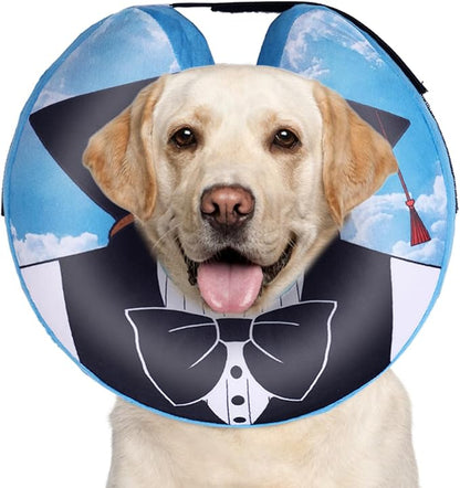 CuteBone Inflatable Dog Neck Donut with Removable Soft Fleece Covers for Small/Medium/Large Dogs and Cats After Surgery GWB13XL