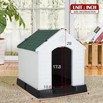 BestPet Dog House Indoor Outdoor Insulated Kennel Durable Plastic Dog House for Small Medium Large Dogs Weather & Water Resistant Pet Crate with Air Vents and Elevated Floor