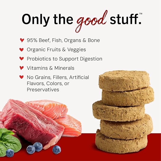 Stella & Chewy's Freeze-Dried Raw Dinner Patties - Surf 'N Turf Salmon & Beef Recipe - High Protein Grain-Free Puppy-& Dog Food - Perfect for Picky Eaters - 25 oz,(Pack of 2)