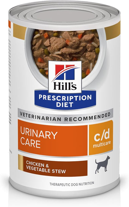 Hill's Prescription Diet c/d Multicare Urinary Care Wet Dog Food, Chicken & Vegetable Stew, 12.5 oz. Cans, 12-Pack