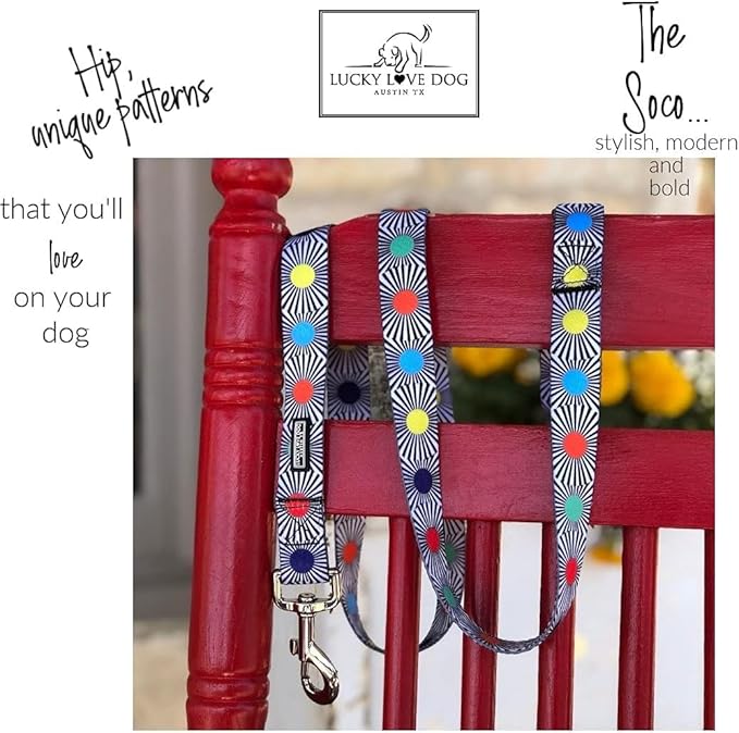 Lucky Love Dog, Adjustable Fun Style Martingale Collar for Dogs, Comfy & Bright Color, Premium No Slip Dog Collar - (Medium, SOCO Mart - Combo)