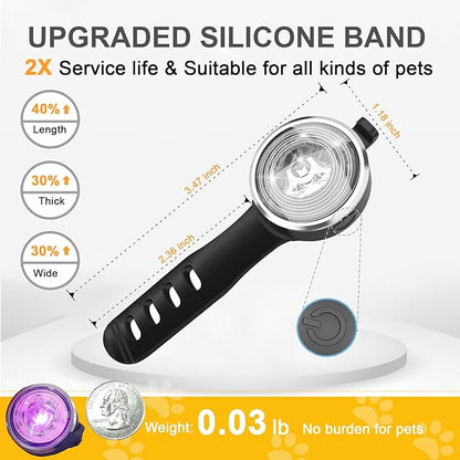 Tubasion 3-Pack Dog Lights for Night Walking, Upgraded 8 Modes Rechargeable Dog Collar Lights for Nighttime Clip On, IPX6 Waterproof and Silicon Band Safety Light for Collars
