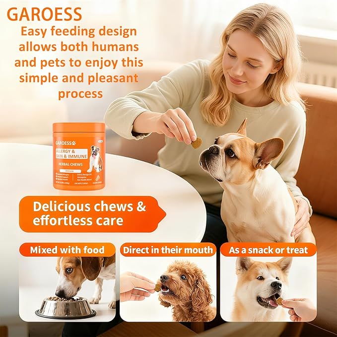 Dog Allergy Relief Chews- Allergy & Immune Probiotics, Support Seasonal Allergies, Gut & Digestive Health, Dog Itching Skin,Paw & Ears Relief- Bacon Flavor -120 Count (3 Pack/Love it)