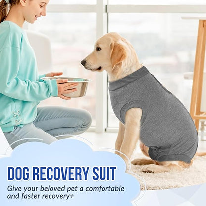 SlowTon Dog Surgery Recovery Suit - Soft Recovery Suit for Dogs Female Male, Dog Onesie for Surgery Female After Spay Prevent Licking, Neuter Suit for Male Dogs Surgical Recovery (Grey,M)