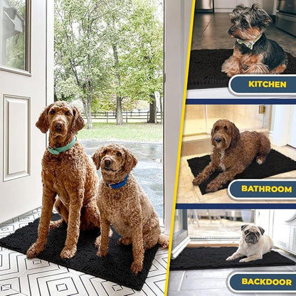 Muddy Mat® | Super Absorbent Door Mat Indoor, Microfiber Quick Dry Chenille Entryway Rug, Non-Slip Front Door Mat, Indoor Mats for Entryway, Machine Washable Pet Rug, Black XL 59"X35"