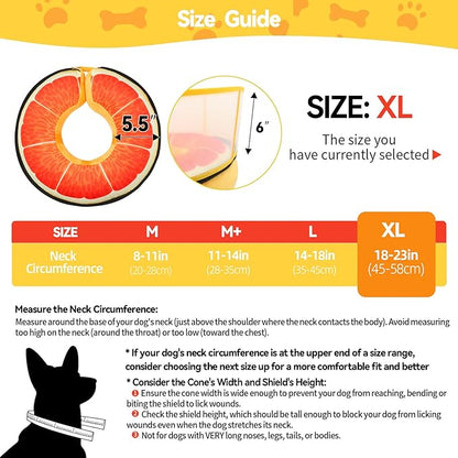 Upgraded Inflatable Dog Cone Collar with Transparent Anti-Licking Shield, Adjustable Elizabethan Collar for Medium Large Dogs, 2-in-1 Design with Detachable Shield and Soft Padding (XL, Grapefruit)