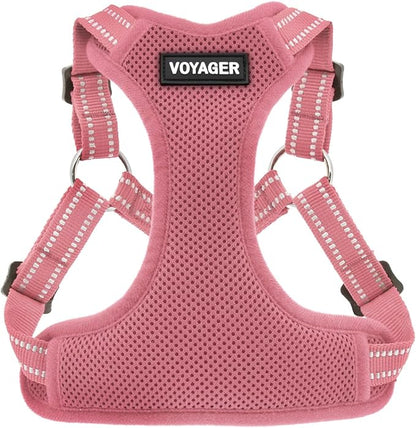 Best Pet Supplies Voyager Adjustable Step-In Flex Breathable Mesh Dog Harness for Small Medium Large Dogs (Pink), M