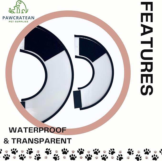 Pet Cone Collar Dog Cat Soft Plastic Recovery Collar Adjustable Comfortable Wounds Protection Small Medium Size Elizabeth Collar (Transparent, Medium)