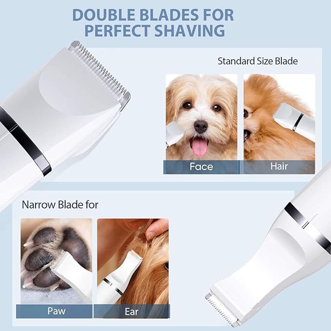 Luxuz 3-in-1 Dog & Cat Grooming Kit, Rechargeable Quiet Pet Clippers with Nail Grinder & Paw Trimmer, Cordless Low-Noise Electric Grooming Trimmer with Guide Combs for Small Medium Pets