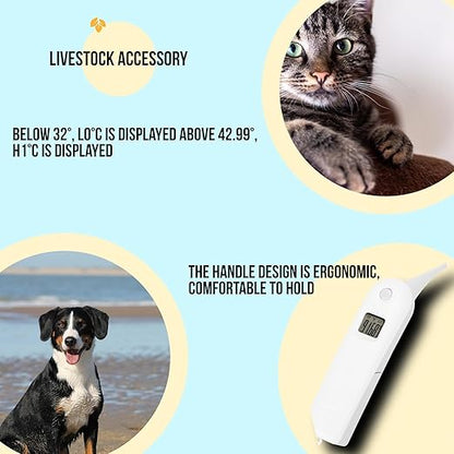 Pet Thermometer, Fast Read Digital Veterinary Thermometer, Animal Temperature Monitor, Pet Temperature Tester for Dogs, Cats, Horse,Cattle, Pigs,Birds, Sheep
