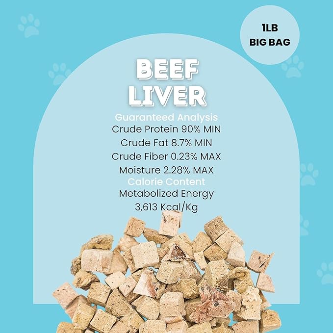 hotspot pets Freeze Dried Beef Liver Treats for Cats & Dogs - 1LB Big Bag 300+ Pcs - Made in USA, Single Ingredient, All Natural Grain-Free Beef Liver - Perfect for Training, Topper or Reward Snack