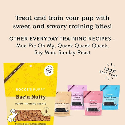 Bocce's Bakery Puppy Bac'n Nutty Training Treats for Dogs, Wheat-Free Dog Treats, Made with Real Ingredients, Baked in The USA, 3 oz