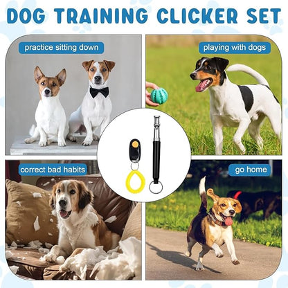 Dog Training Kit,Dog Whistle to Stop Barking Neighbors Dog,Dog Clicker for Training,Adjustable Ultrasonic Silent Dog Whistle(Black).