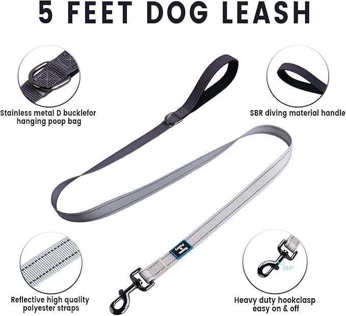 Roses&Poetry Puppy Dog Harness and Leash Set, No Pull Dog Harness Adjustable Reflective, Dog Halter Harnesses Comfort Padded Handle, Pet Harness for Training Outdoor Walking（BlackGray-S