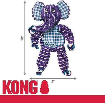 KONG Floppy Knots - Durable No‑Stuffing Squeaky Rope & Plush Dog Toy - for Teething, Playing (Elephant, Small/Medium)