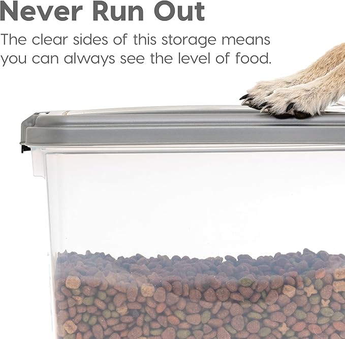 IRIS USA 30 lbs & 11 lbs Combo Airtight Dog Food Storage Container, Stackable Treat Box, 2-Cup Scoop, Wheels, Keep Fresh, Easy Mobility, Chrome