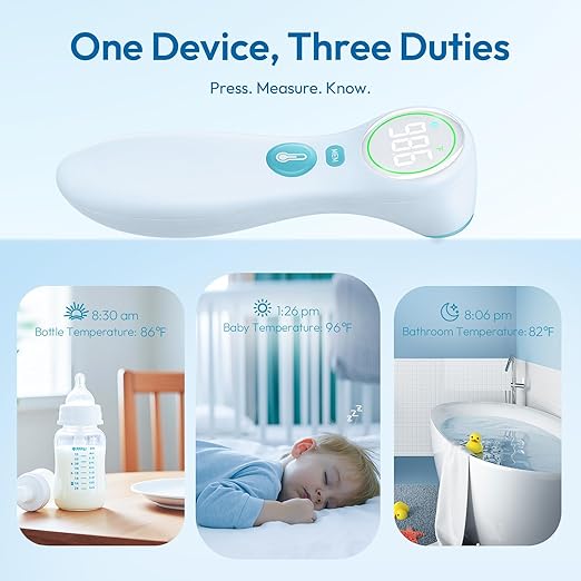 No-Touch Thermometer for Adults and Kids, 1-Second Fast Reading, Color-Coded Fever Alarm, Silent Mode, Object & Room Temperature Function