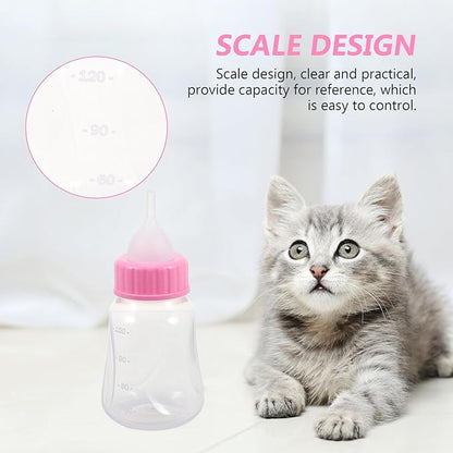 2Pcs Kitten Milk Bottle Leak Puppy Feeder Plastic Feeding Bottles for Newborn Cats and Small Animals Soft Safe Material Controls Intake Prevents Overfeeding Diarrhea