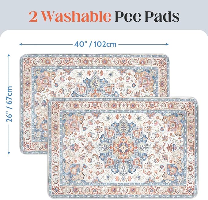 Washable Pee Pads for Dogs 2 Pack Reusable Puppy Training Pads 40"x26" Super Absorbent Waterproof Dog Training Pads, Non-Slip Potty Pads, Whelping Pads Litter Mat