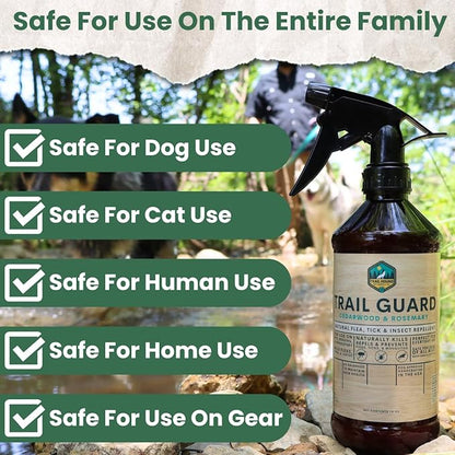 Trail Guard Natural Extra Strength Insect, Flea and Tick Spray for Dogs, Cats, People & Home (16oz (Pack of 2), Cedarwood & Rosemary)