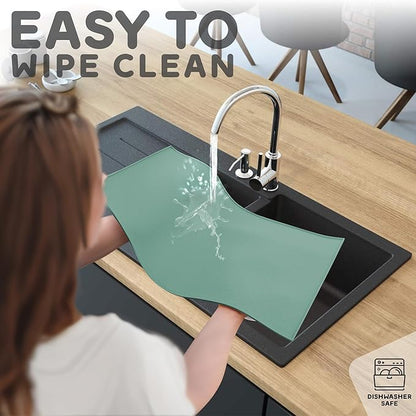 Dog Food Mat - Raised Edges Dogs Mat for Food and Water Prevent Spill, Waterproof Cat Food Mats Protect Floors, Easy Clean Dog Bowl Mats for Food and Water, Silicone Pet Food Tray