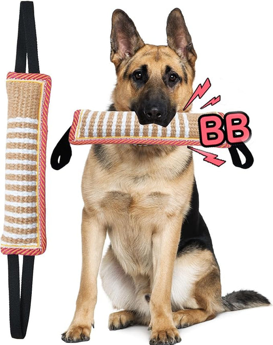 Clysoru Squeaky Tug Toy for Dogs Jute with 2 Strong Handles Lasting Training Equipment Puppy to Large Dog Interactive Toys of War Pull Indestructible Rope Pet Crinkle Teething (Flower)