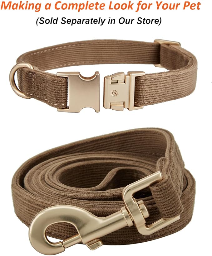 Soft Cotton Dog Leash, 5 Ft Heavy Duty Corduroy Dog Leashes with Gold Metal Hook for Small Medium Large Dogs,Small,Brwon