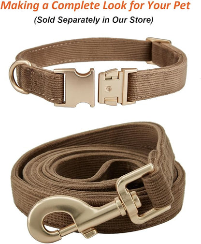 Soft Cotton Dog Leash, 5 Ft Heavy Duty Corduroy Dog Leashes with Gold Metal Hook for Small Medium Large Dogs,Small,Brwon