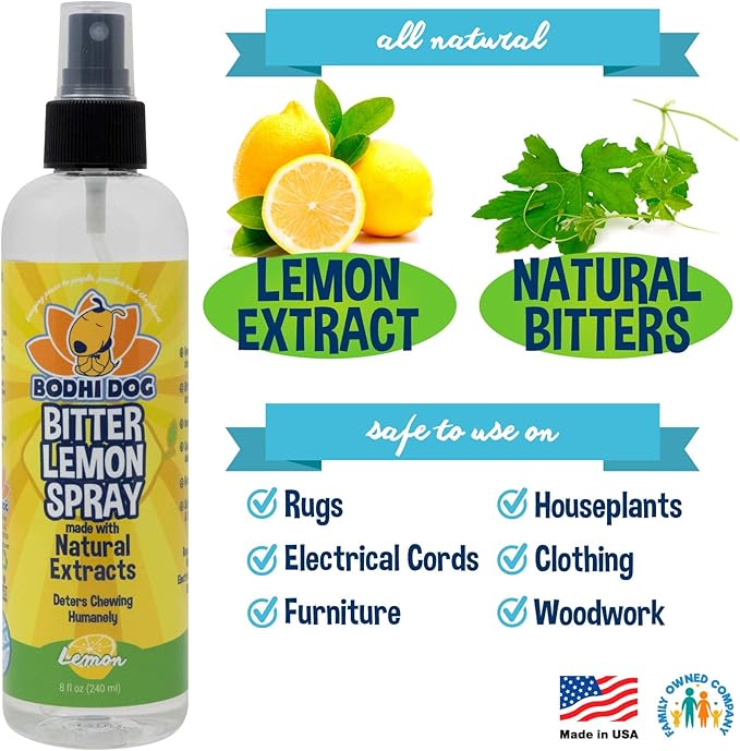 Bodhi Dog Bitter Lemon Spray - Anti-Chew Spray for Dogs, Cats, Puppies, & Kittens- Training Aid for Chewing - Safe & Non Toxic - Ideal for Pet Behavioral Training - Made in USA (8 Fl Oz)