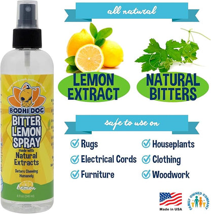 Bodhi Dog Bitter Lemon Spray - Anti-Chew Spray for Dogs, Cats, Puppies, & Kittens- Training Aid for Chewing - Safe & Non Toxic - Ideal for Pet Behavioral Training - Made in USA (8 Fl Oz)