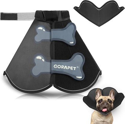 Dog Cone Collar Alternative, Partially Detachable Hard & Heavy Cone for Medium Dogs (French Bulldog Dachshund), Elizabethan Adjustable Protective Dog Neck Head Recovery Cone After Surgery Anti Licking